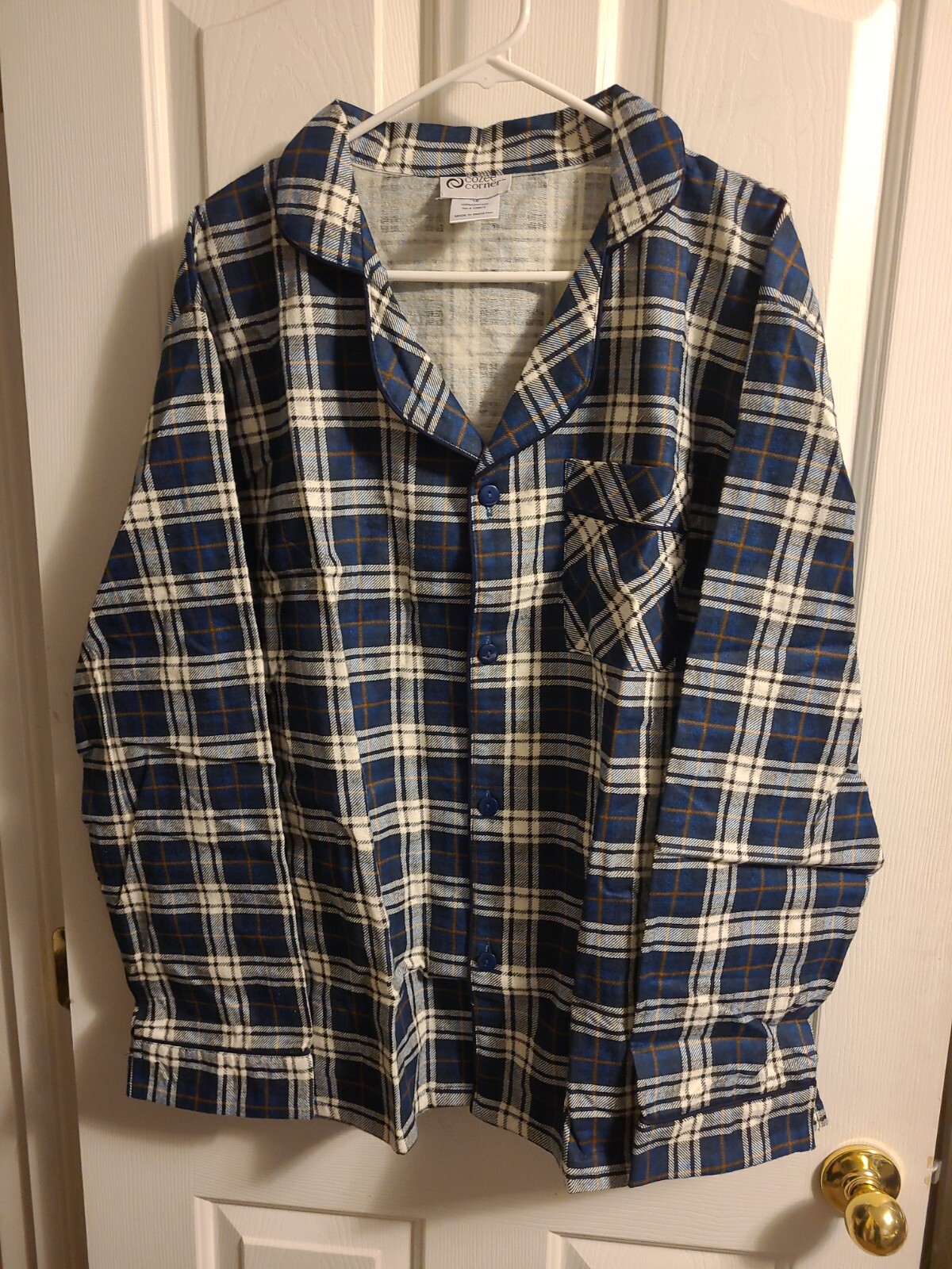 Cozee Corner Men’s Sz 1X Cotton Flannel Pajama Set Navy New In