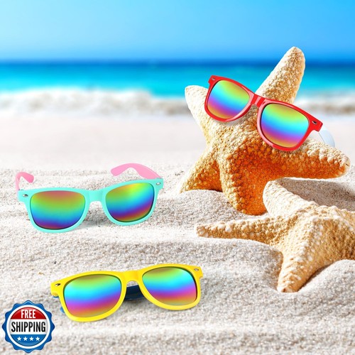 Mocoosy 24 Pack Kids Sunglasses Bulk Party Favors, Neon Retro Sunglasses with - Picture 5 of 5