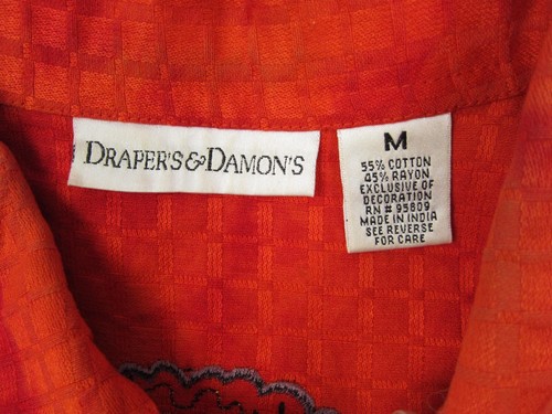Vintage Drapers & Damons Jacket Womens Medium Orange Embroidered Chain Stitch - Picture 5 of 11