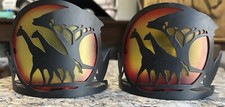 Partylite Savannah Sunrise Votive Candle Holder 2 Sconce Giraffe Silhouette