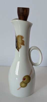 Royal Worcester Evesham 1961 Ceramic Oil Cruet Wood/ Cork stopper. Oven to Table