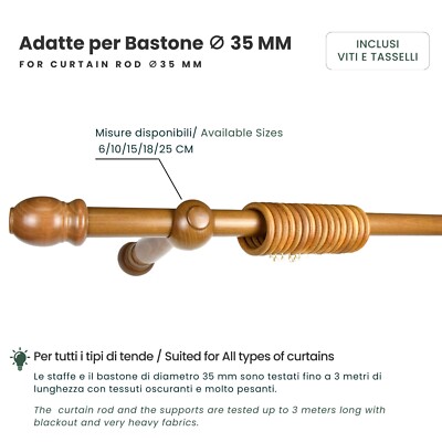 Accessori Tende Legno Bianco Supporti Per Bastoni Tende In Legno - Foto 6