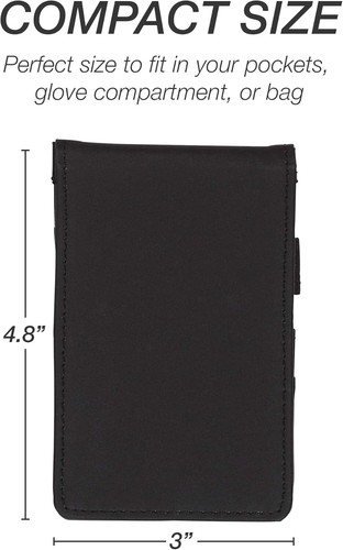 Stylish Faux Leather Pocket Notepad with Card Slots & Refillable Sheets - Black - Picture 4 of 8