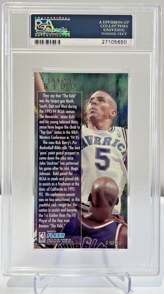 Jason Kidd RC 1994 FLEER JAM SESSION #5 ROOKIE STANDOUTS, POP 12 - Image 2 of 2
