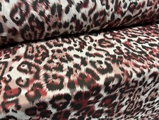 Chiffon Woven Dress Fabric, Per Metre - Leopardskin Print - Wine & Black