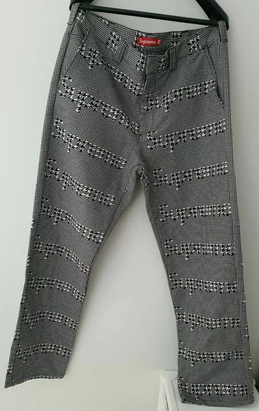 FW20 Supreme Black houndstooth work pant size 30 trousers pants W30 L30