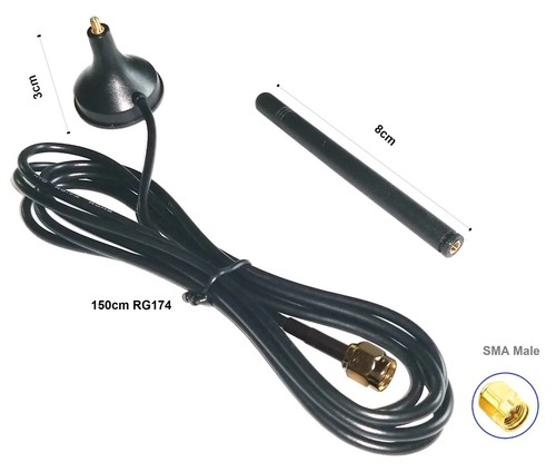 GSM/GPRS (2G/3G) 3dBi Antenna with 1.5m Cable detachable Sucker RP-/SMA TPEE - Picture 4 of 5