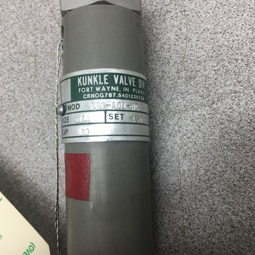 NEW IN BOX KUNKLE VALVE 1/4" 450 PSI SAFETY RELIEF VALVE 230-A01-NC - Picture 4 of 8