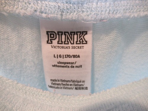 VS Victorias Secret Pink Sleep PJ Pants Light Blue Joggers Soft L Large - Picture 6 of 7