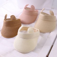 Kids Boys Girls Wide Brim Straw Hat Visor Cap Sun Hat Adjustable Summer