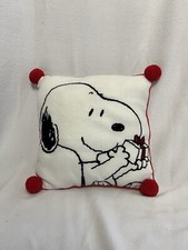 Dandee Holiday Snoopy Pillow - White, Black, Red, Pompoms