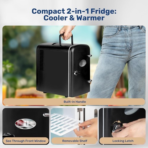 2 Colors 4L Mini Fridge Home 12V Portable Mini Fridge for Drinks Bar Beauty Car - Picture 5 of 14
