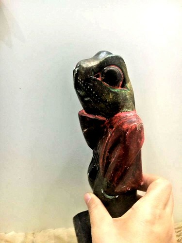Antique Vintage Figurine Benny frog Wooden Hand Carved statue Rare sculpture ART - Picture 5 of 12