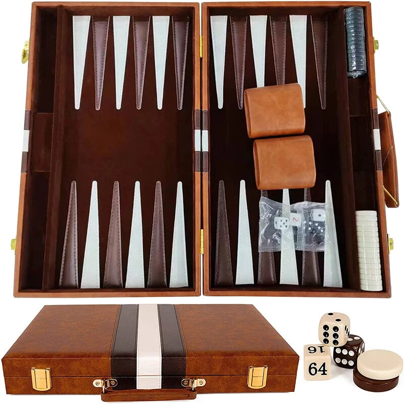 XXL Backgammon Spielbrett 56 x 46 cm klappbar Wunderschöne Backgammon Koffer - Bild 1 von 4