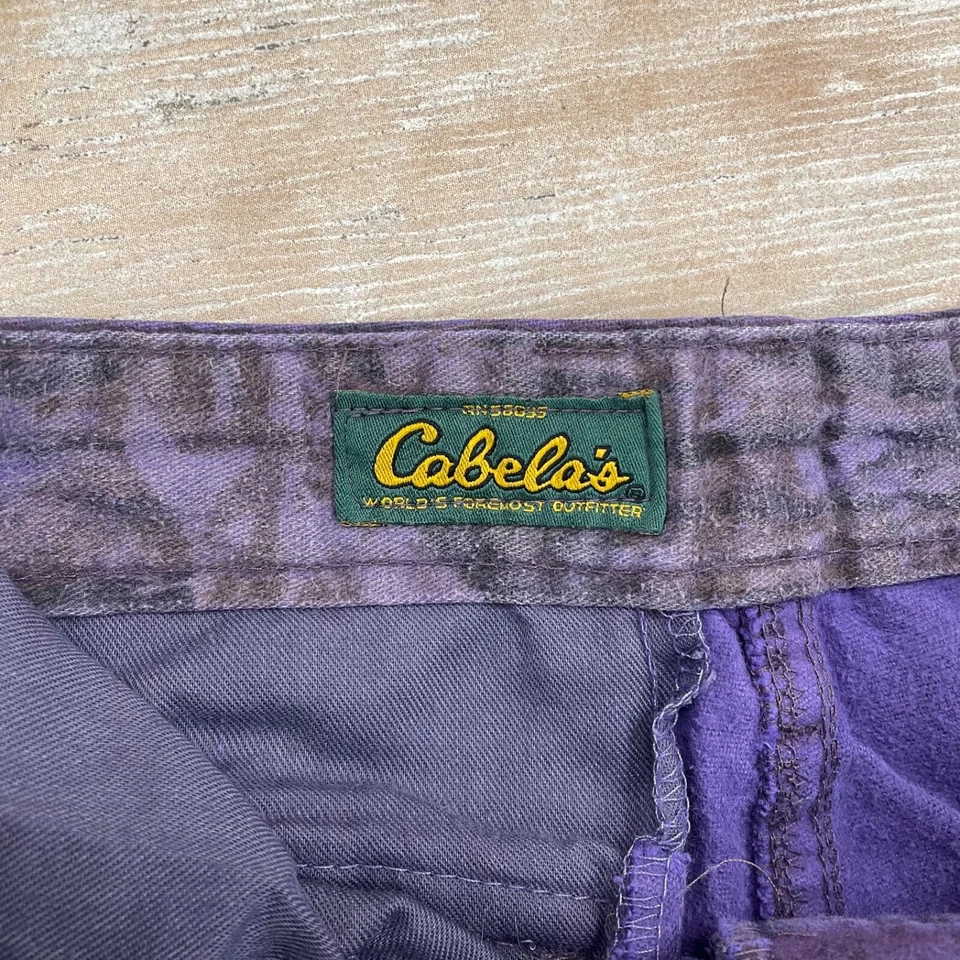 Men’s VTG Cabela’s ReelTree Camo Pants Sz 29 Reg Belt Loop Button Pocket Purple - Image 3 of 4