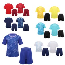 Kids Boys T-shirt Elastic Waistband Uniform Football Sport Suit Gym Sportswear