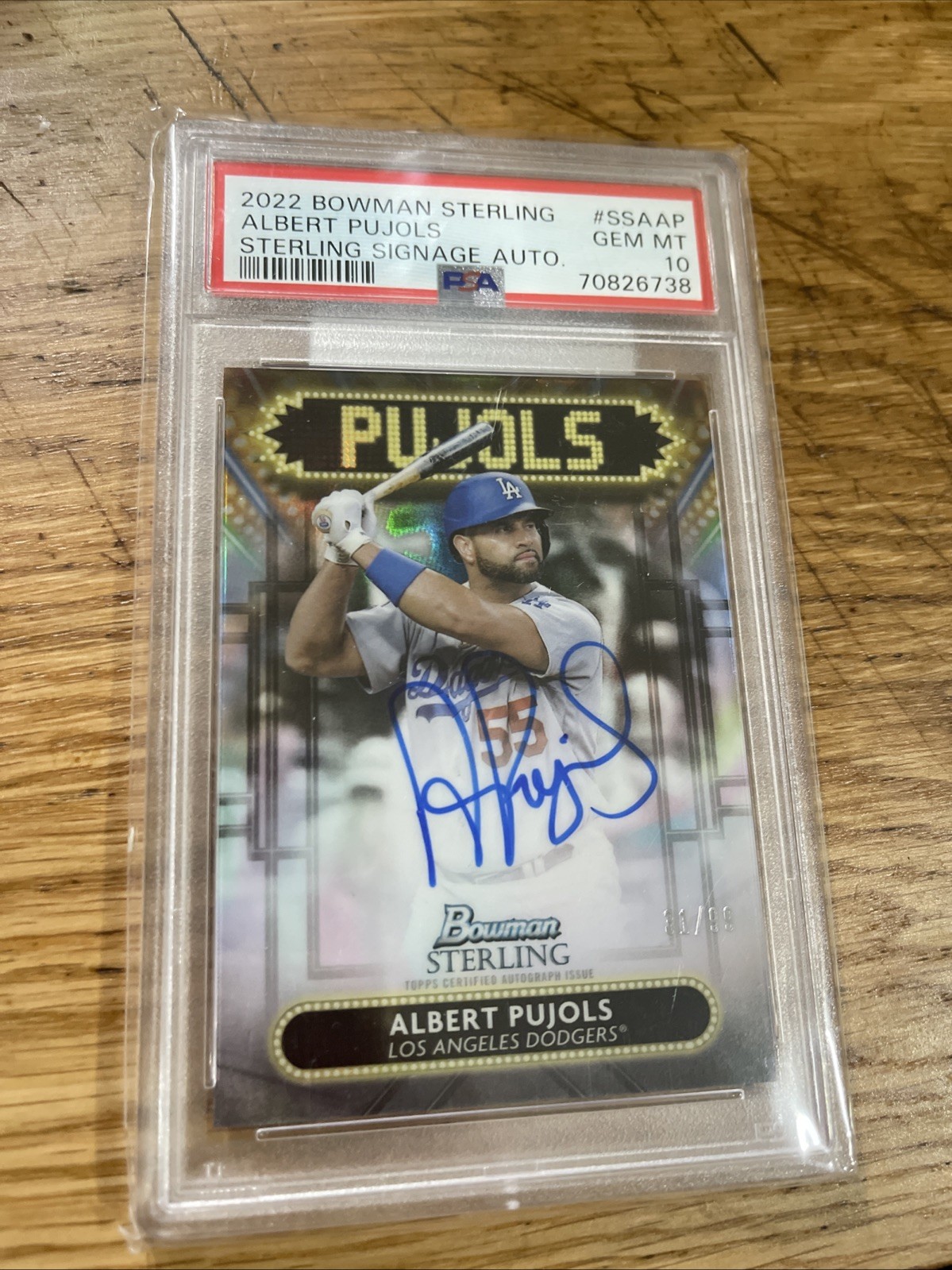 Albert Pujols 2022 Bowman Sterling Signage On Card Auto #31/99 Psa 10 Gem Mint 