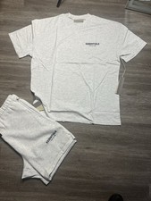 Essentials Fear of God Gray Cotton Blend T-Shirt Shorts Set Men's Logo