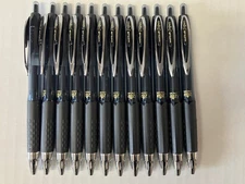 Uniball 207 Retractable Gel Pens, Micro Point (0.5mm), Black, 12 Pack