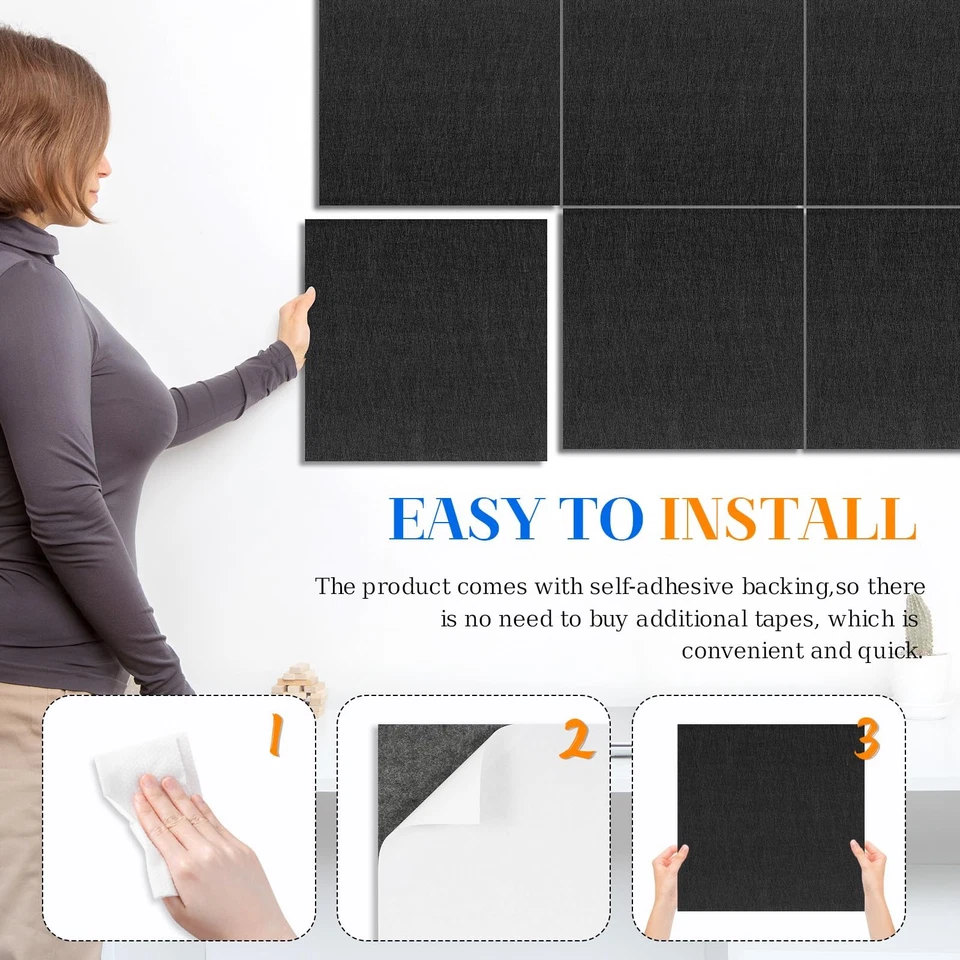 Felt Cork Board Tiles, 6 Packs 12 x 12 1/2 Thick Cork Bulletin Board Self Adh... - Image 3 of 4