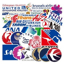 52 Airline Sticker Luftfahrt Airbus Lufthansa KLM Emirates SAS Swiss Skyteam Lot