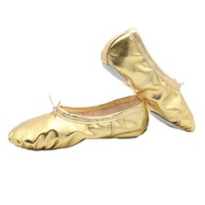 missfiona Womens PU Leather Ballet Slippers Dance Shoes Split Sole 8, Gold