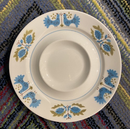 Vintage Mikasa Mediterrania Blue Bird Saucers Set of 6 1960s Folk Bluebird Japan - Picture 4 of 22