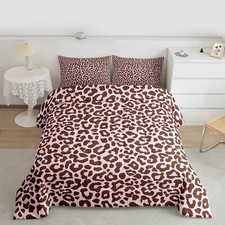 Pink Leopard Print Comforter Set with 2 Pillow Cases - Kids Queen Bedding