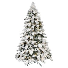 Artificial 5ft Flock LED-lit Christmas Tree with 375PE/PVC Mixed Branch Tips