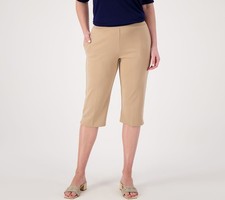 Susan Graver Women's Pants Sz S Regular LK Fusion Ava Slim Pedal Brown A600407