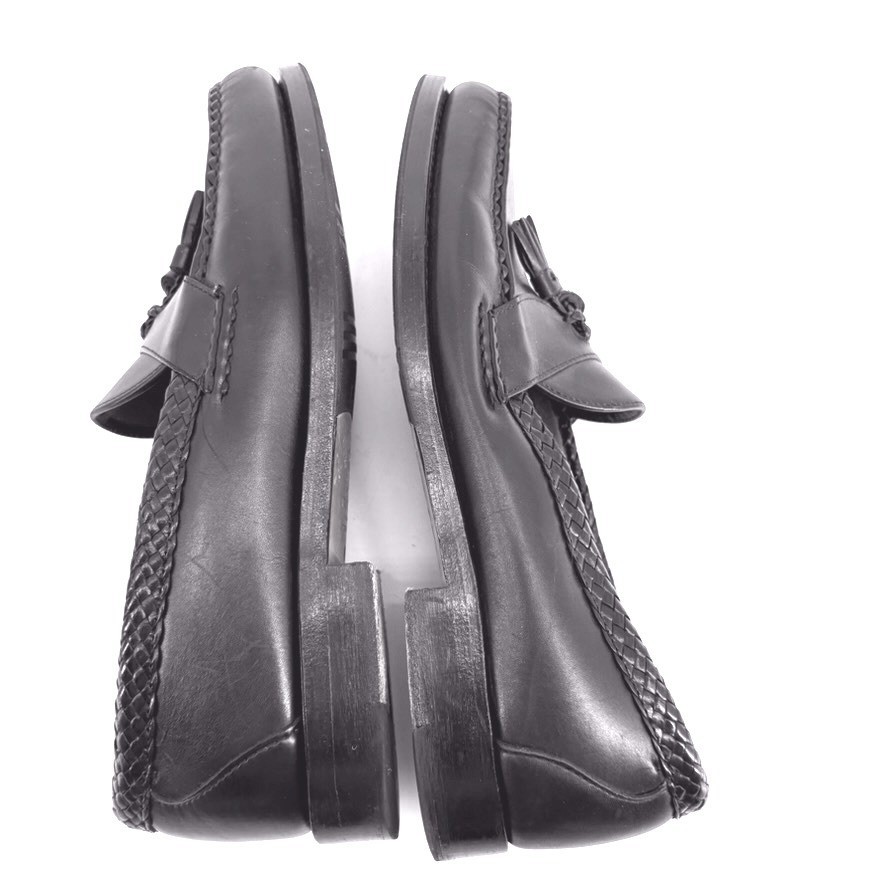 Brooks Brothers Tassel Loafers 10 D Black Leather Braided Trim Hand Sewn Shoes thumbnail 4