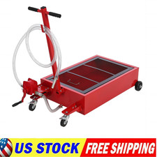 Low Profile Oil Drain Pan Truck Drain Pan 20 Gallon With Hand Pump Hose Casters