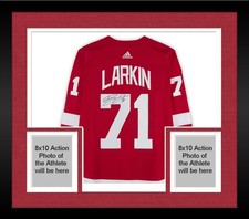 Framed Dylan Larkin Red Wings Signed Red Adidas Jersey w/Assistant Captain Patch