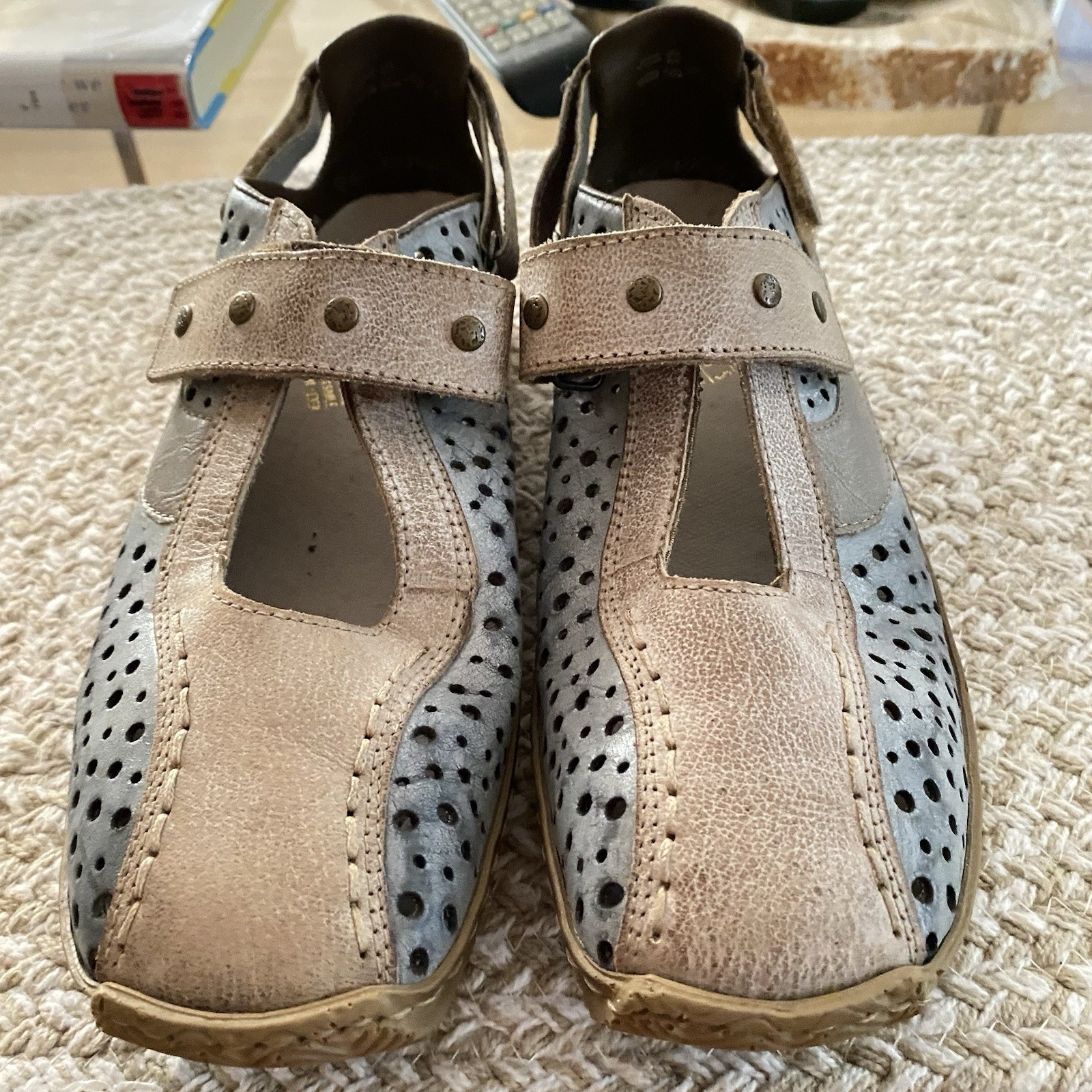 SAOLA Rieker scarpe antistress donna 38 Mary Jane blu grigio beige cinturino suola comoda