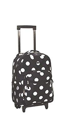 Rockland Double Handle Rolling Backpack, Black Dot, 17-Inch
