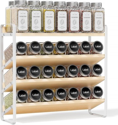4 Tier Spice Rack Organizer Cabinet,Wooden Vertical Spice Shelf Seasoning