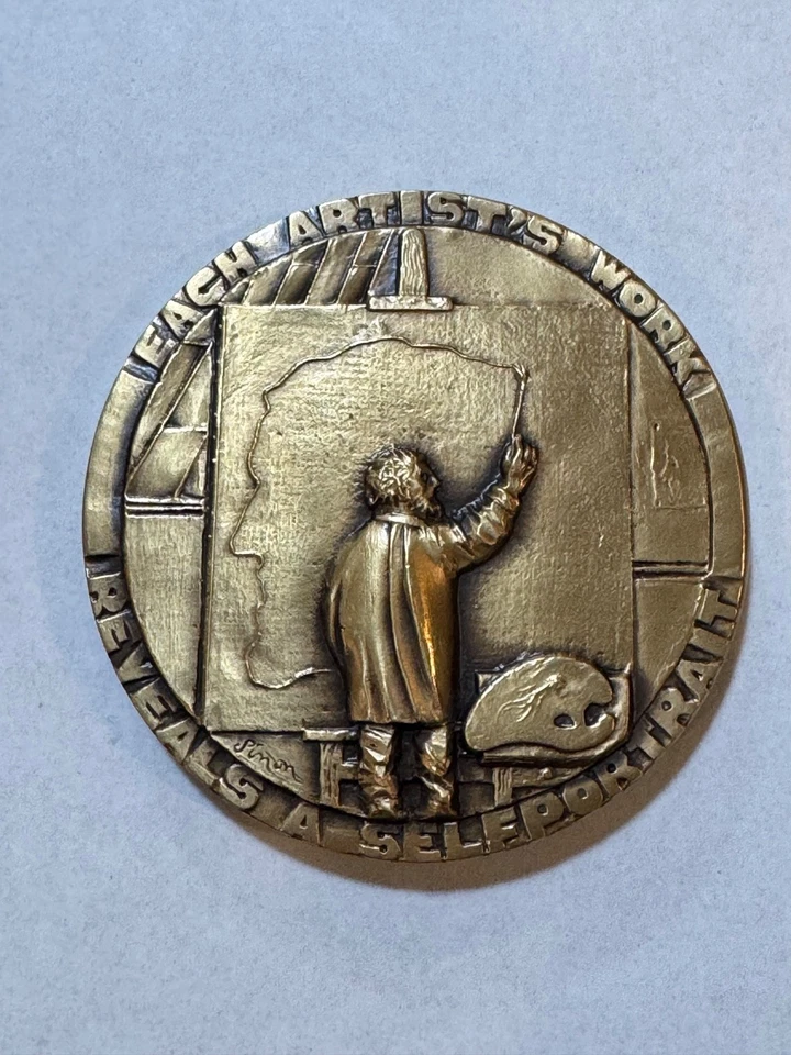 MEDALLA DE BRONCE BROOKGREEN GARDEN OBRA DE CADA ARTISTA REVELA UN AUTORRETRATO SIMON Foto 3 de 4