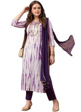 GoSriKi Women's Rayon Viscose Printed Straight Kurta with Pant Dupatta