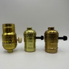 Leviton Brass Lamp Sockets Set of 3 Vintage Turn Knob Light Socket Replacements