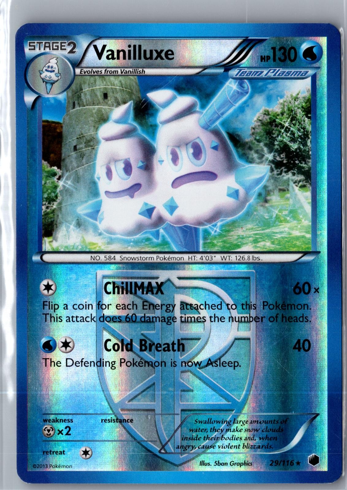 Vanilluxe 29/116 Rare Plasma Freeze Pokemon Reverse Holo Moderately Played