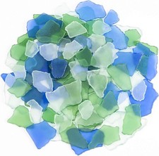 15 OZ Mixed Sea Glass for Crafts - Blue Green Clear Beach Decor