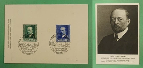 DR WHO 1940 GERMANY FDC? EMIL VON BEHRING POSTCARD SEMI POST COMBO R26795