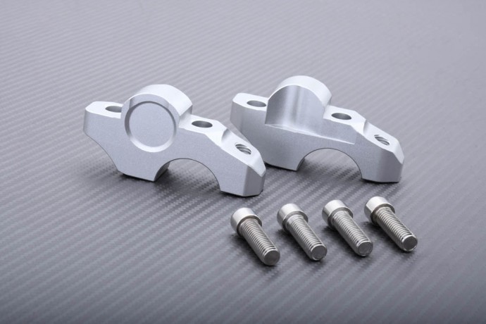 Réhausses de guidon argent 25mm pour moto BMW S1000R 2017-2020