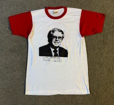 VTG 80s Screen Stars Billy Carter Autographed Ringer T-Shirt - Small (Actual)