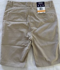 IZOD Girls 7 Uniform Skinny Bermuda Stretch Twill Shorts Khaki Adjustable Waist