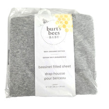 New Burt's Bees Baby Gray 100 Organic Cotton Bassinet Fitted Sheet Jersey