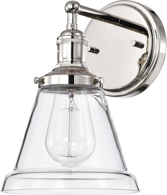 Vintage Incandescent Wall Sconce with Clear Glass & Polished Nickel Finish