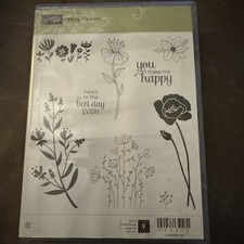 Stampin Up 143872 Flirty Flowers Cling Stamp Set 9 pcs Floral Plants Unused