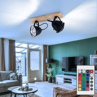 Deckenleuchte Deckenstrahler Wohnzimmerlampe Holz Led Fernbedienung Dimmbar Rgb