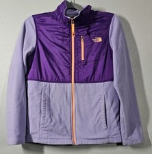 The North Face Full Zip Fleece Youth Girls XL 18 Purple Orange Lightweight